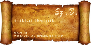 Sziklai Dominik névjegykártya